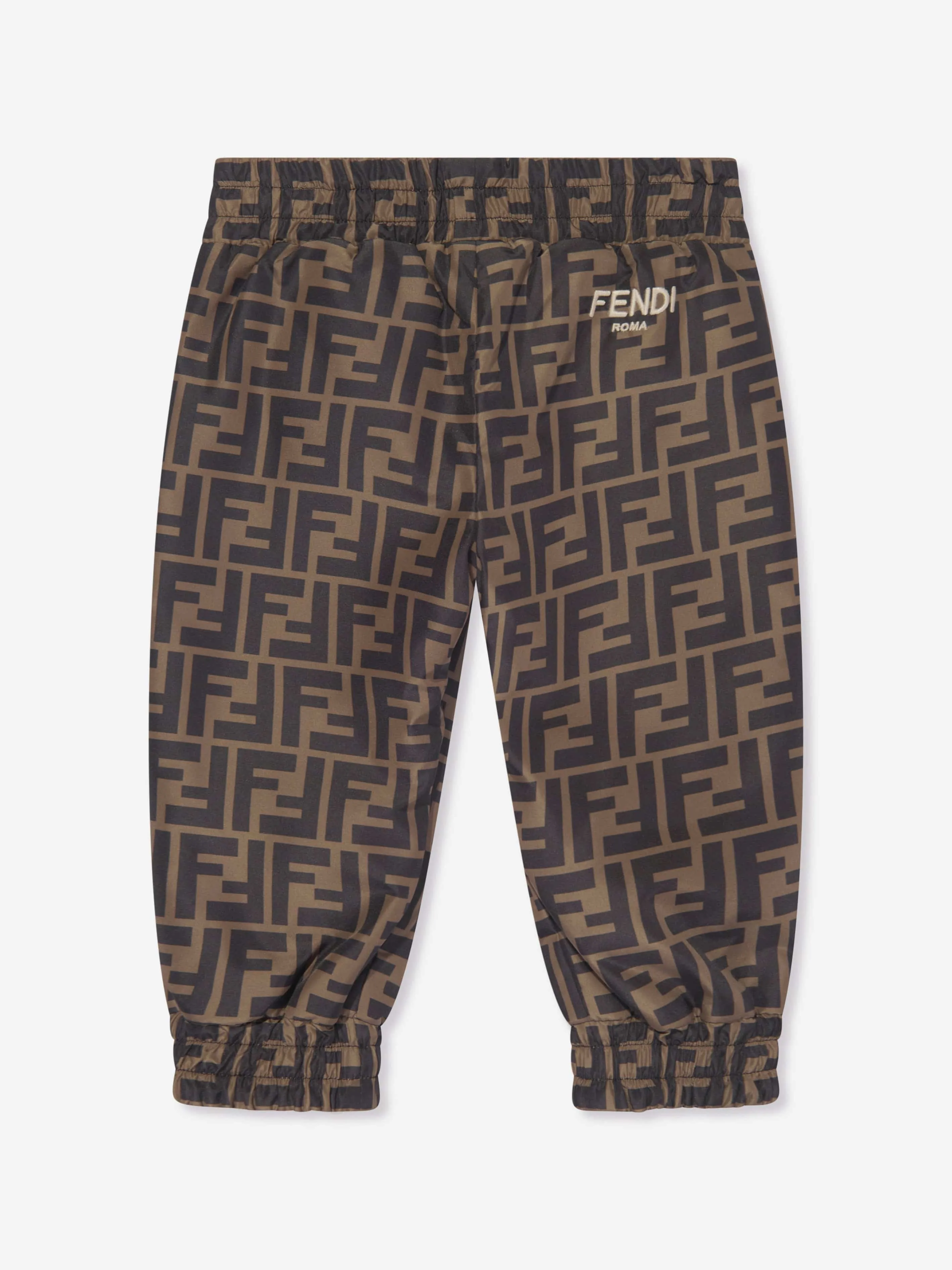 Fendi Baby FF Logo Reversible Joggers in Brown