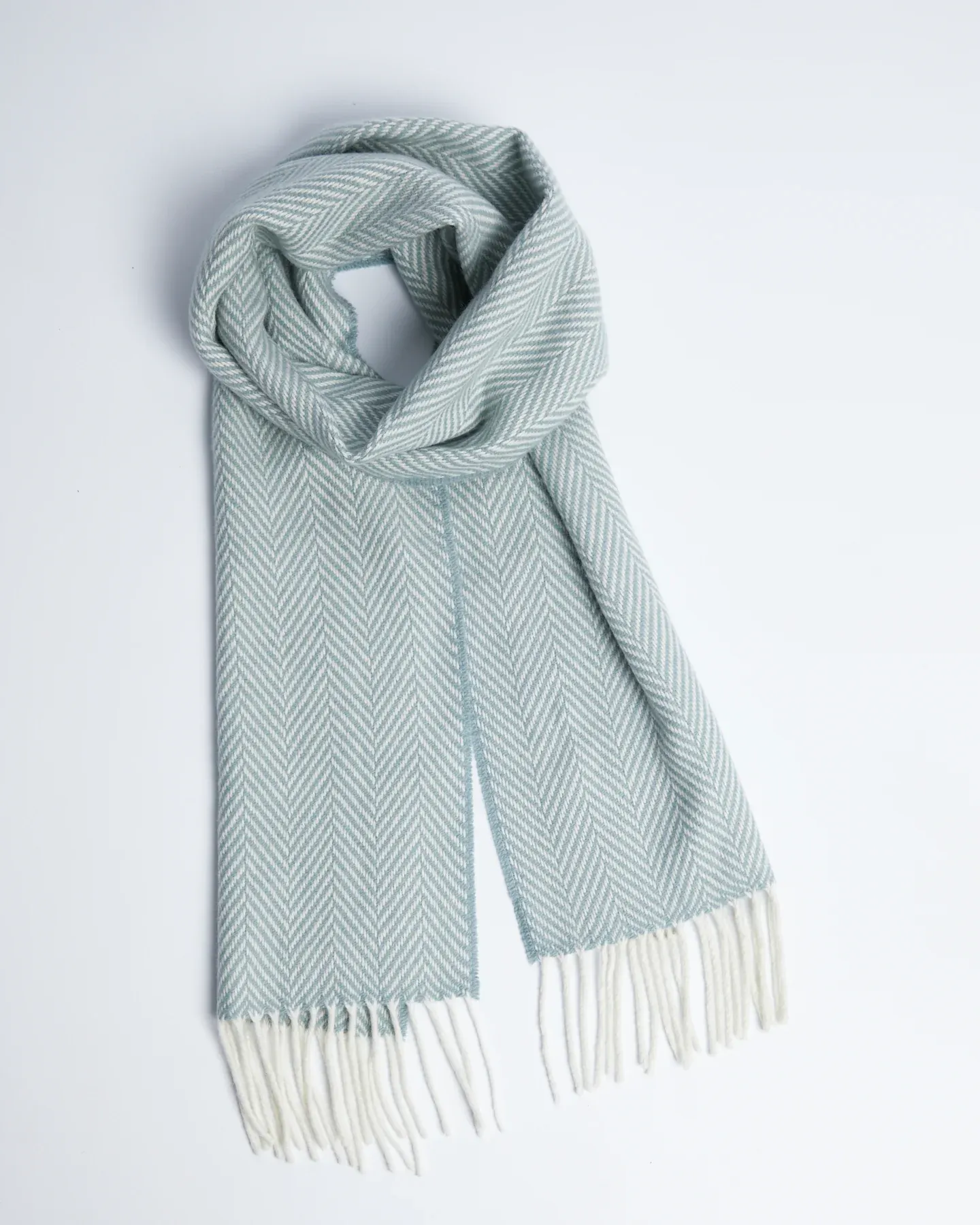 Foxford Sage and White Cashmere Blend Scarf