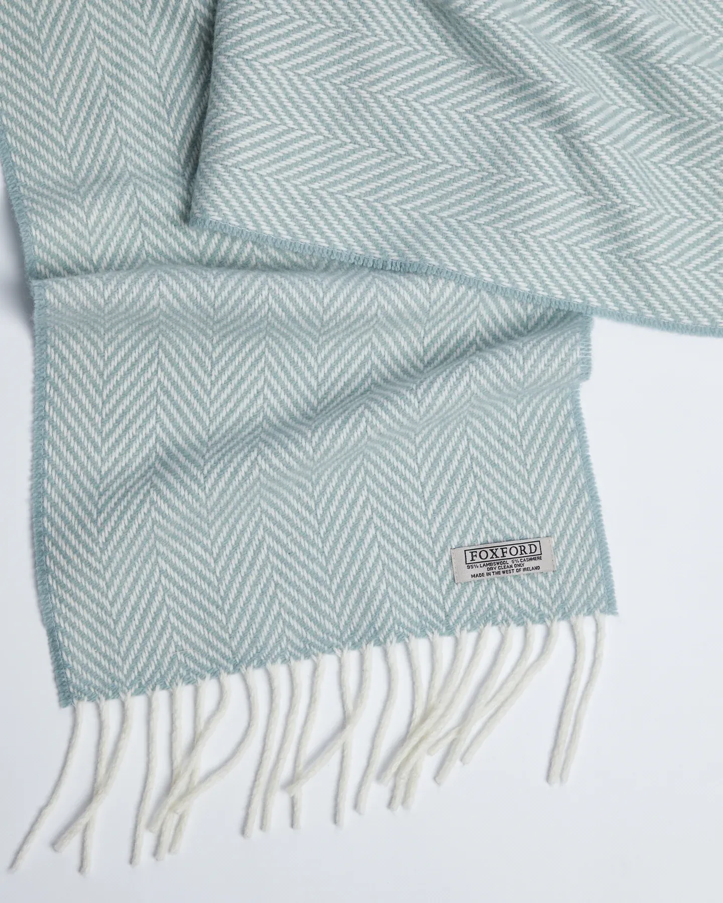 Foxford Sage and White Cashmere Blend Scarf