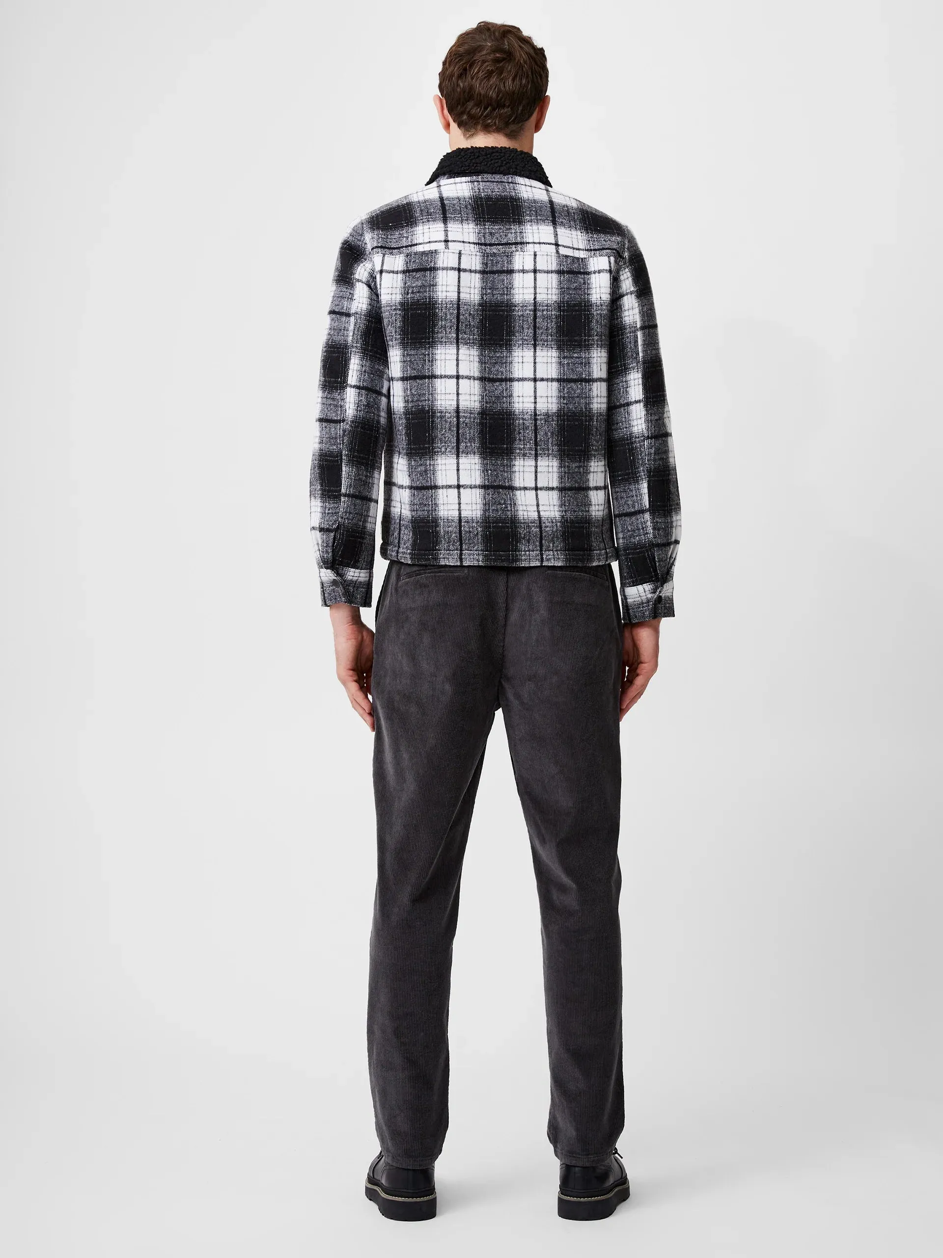 French Connection Borg Collar Checked Jacket