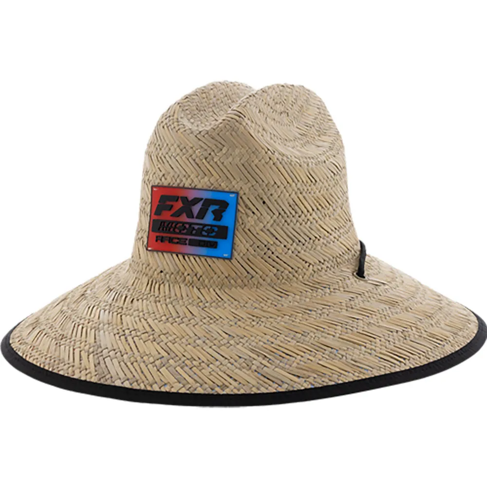 FXR  Shoreside Straw Hat Adjustable Chin Strap Full Printed Brim Ice