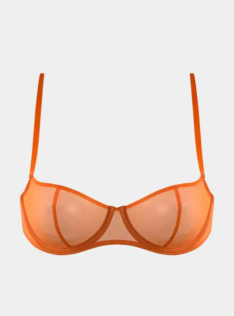 I.D. Line Underwired Fine Mesh Orange Balcony Bra