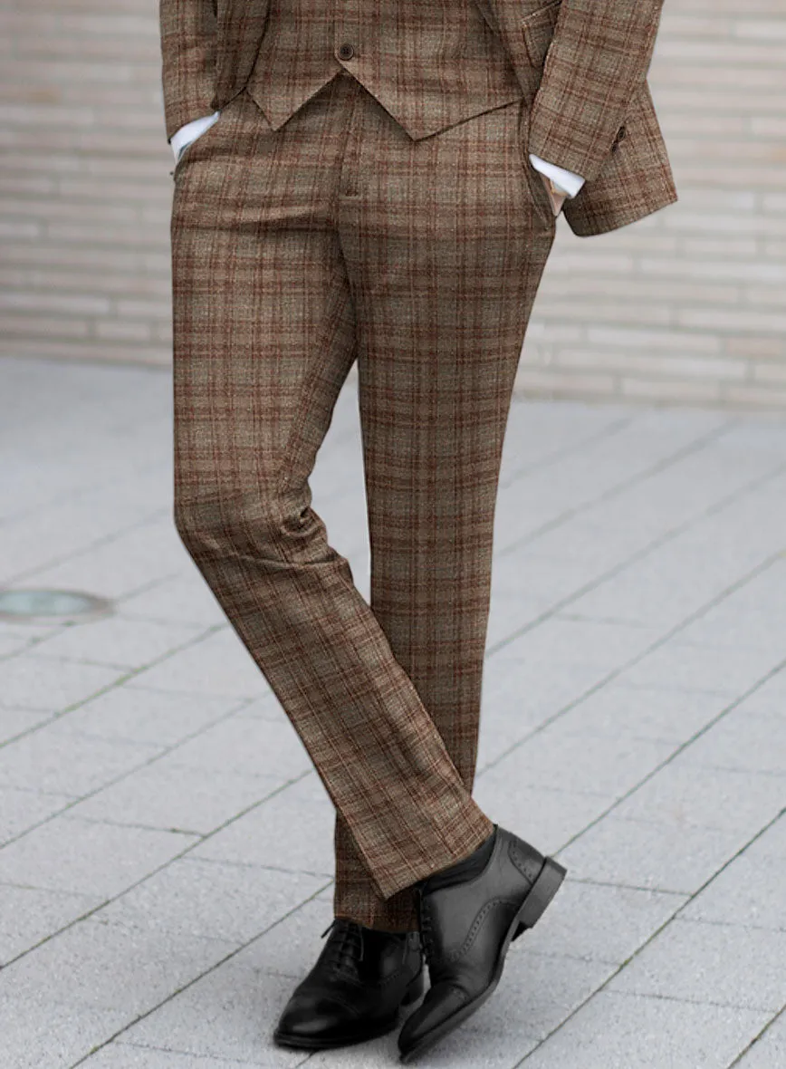 Italian Murano Basto Brown Wool Linen Silk Pants