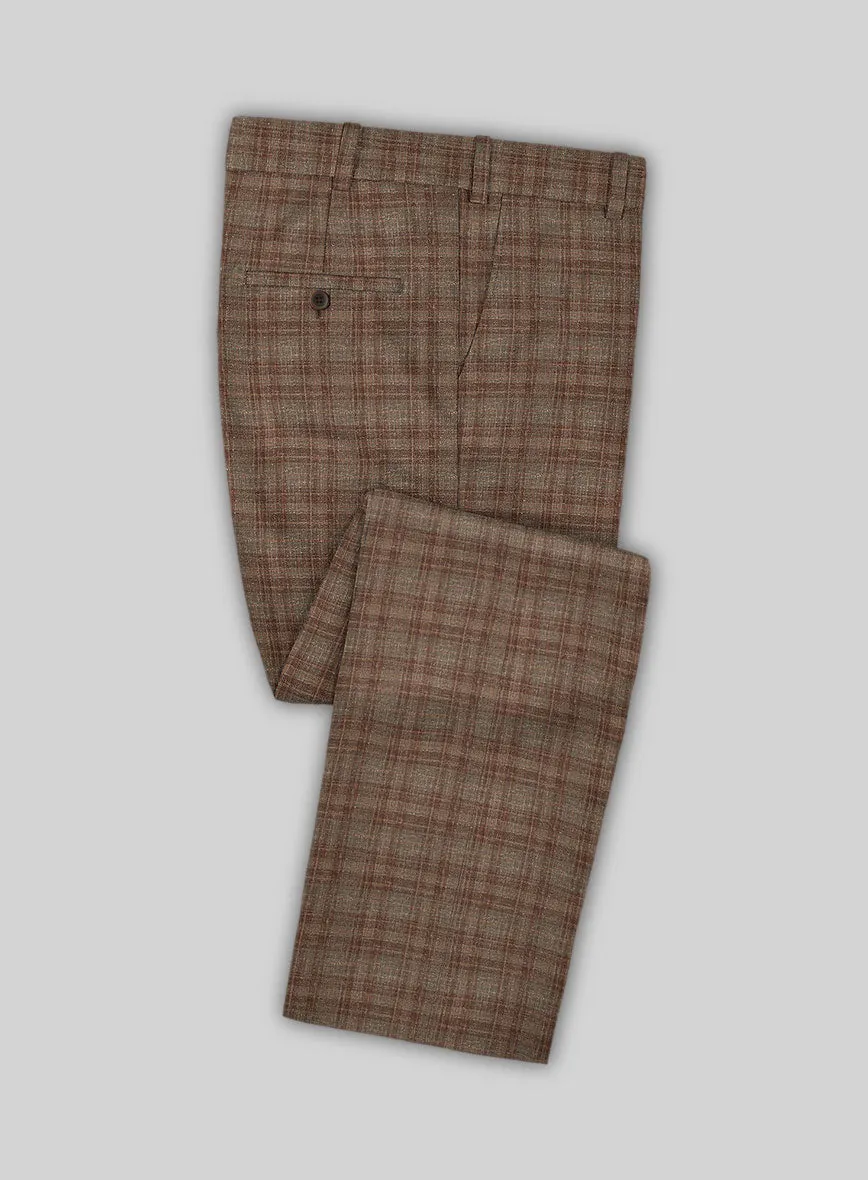 Italian Murano Basto Brown Wool Linen Silk Pants