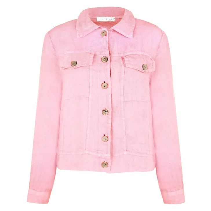 Kara Lightweight Western Linen Jacket Rose Pink