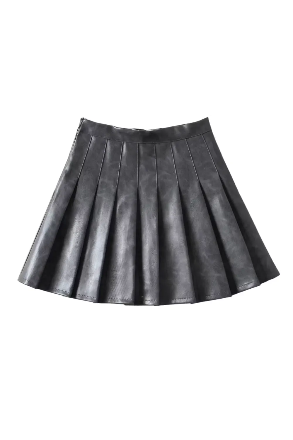 'Katie' High Waist Pleated Leather Skirt (3 Colors)