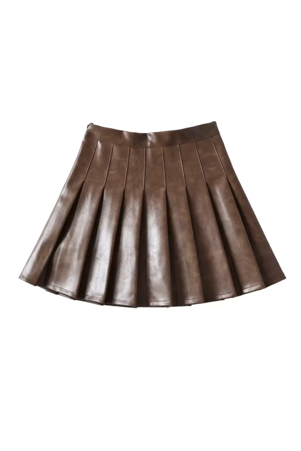 'Katie' High Waist Pleated Leather Skirt (3 Colors)