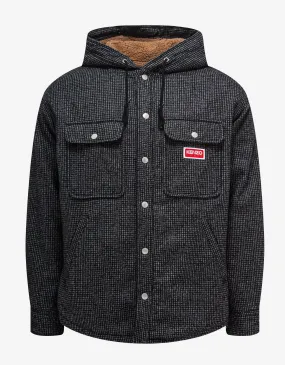 Kenzo Grey Checked Hooded Overshirt