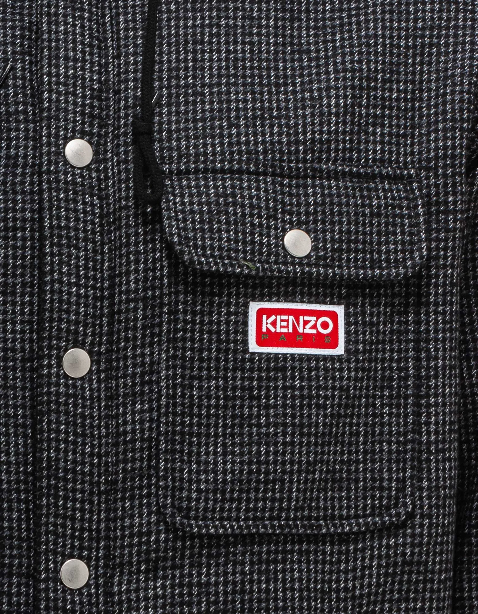 Kenzo Grey Checked Hooded Overshirt