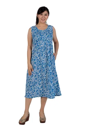 La Cera Crinkle Cotton A-line Print Dress