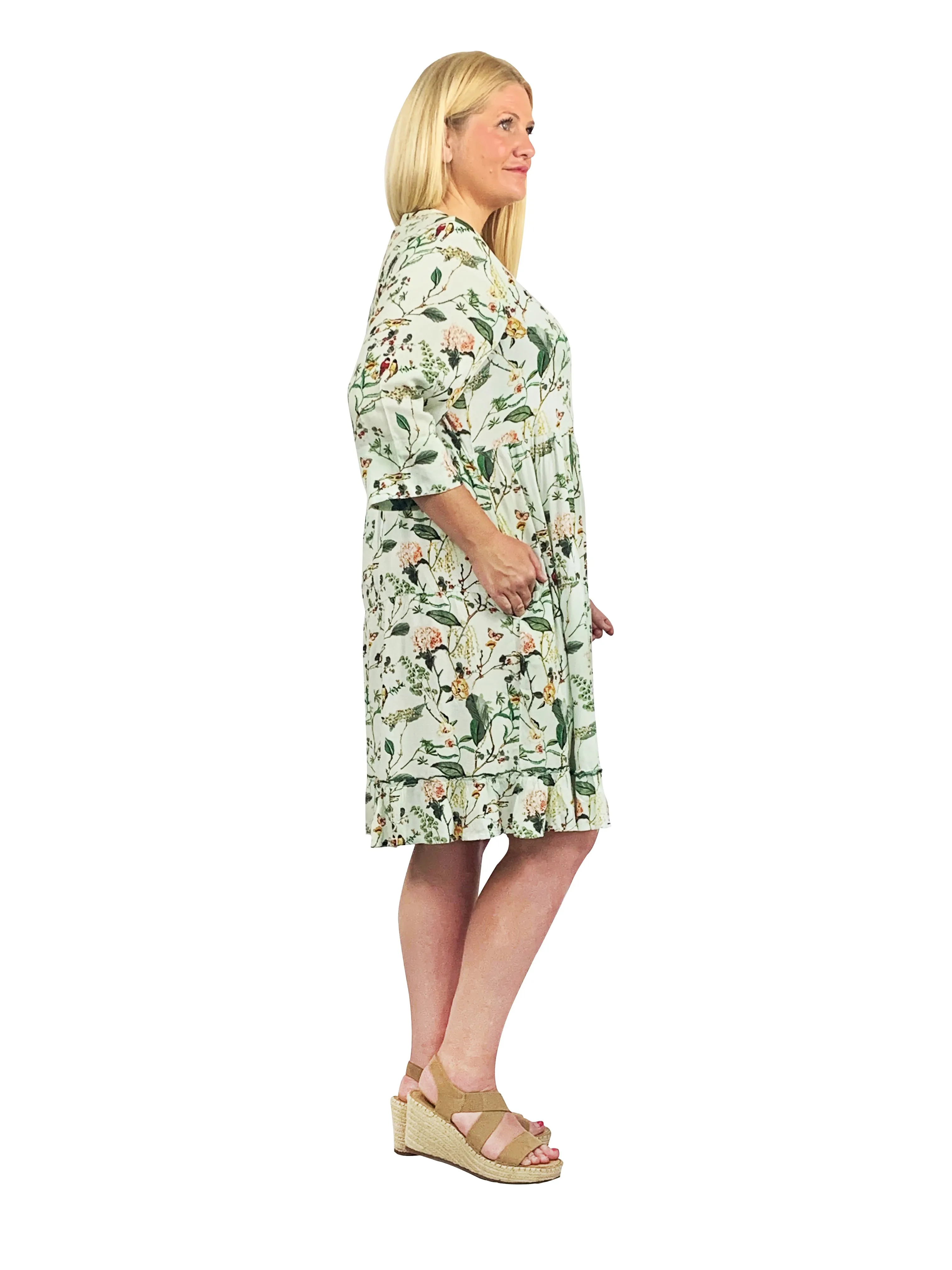 La Cera Lace Applique Lovebird Floral Dress