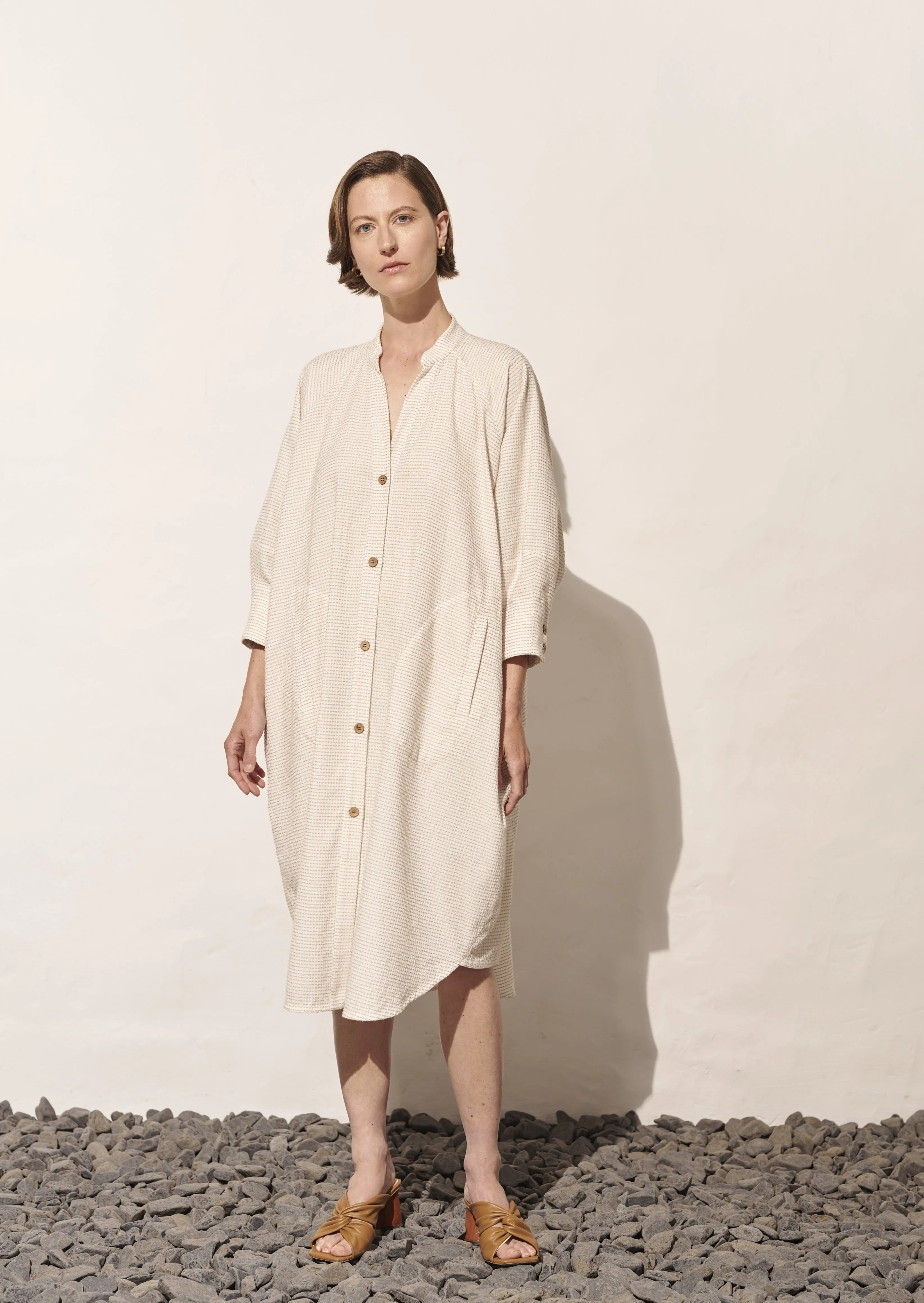 Lightweight Structured Shirt Dress, Cactus