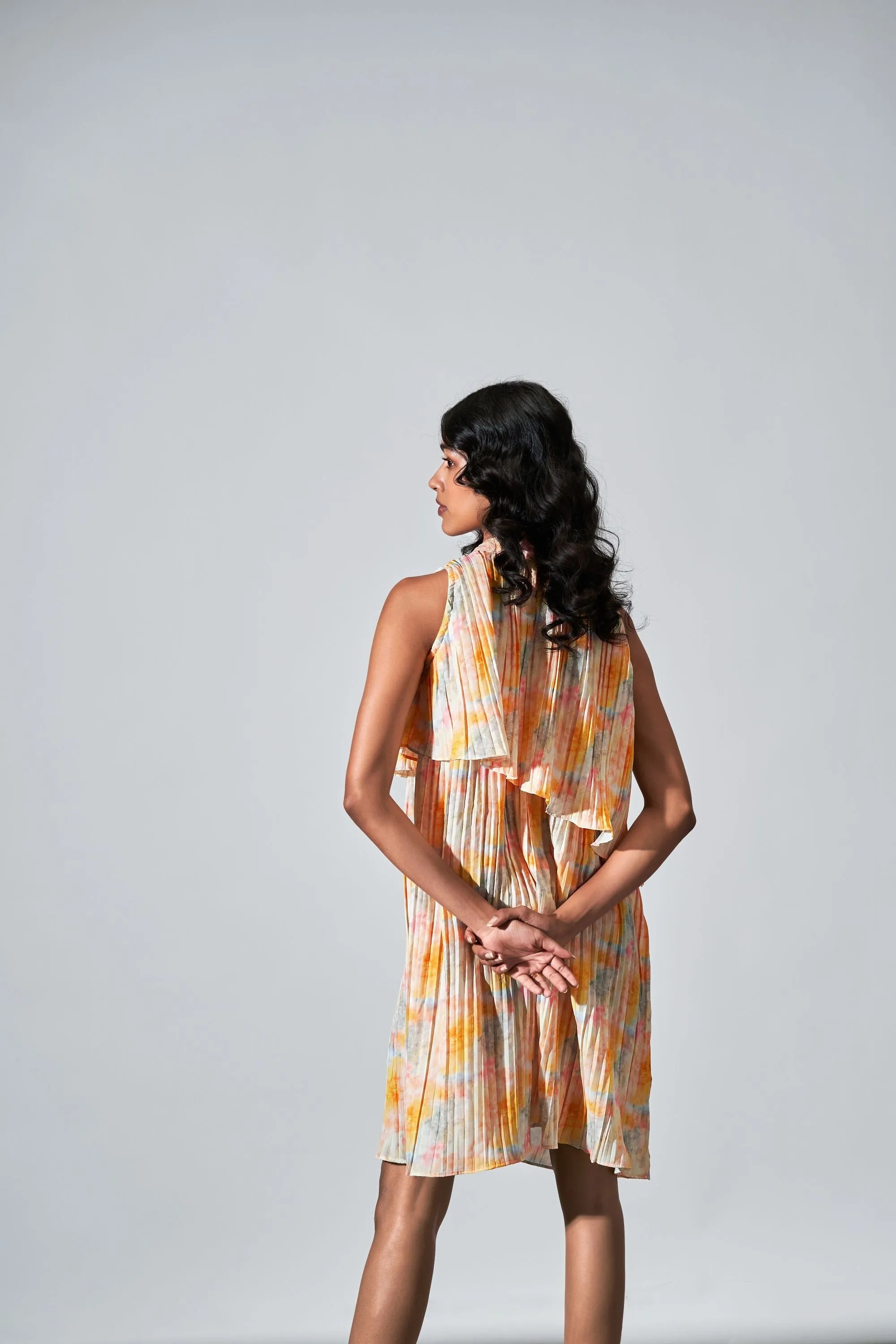 Lightweight Tiered Dress with Tie-Dye Print