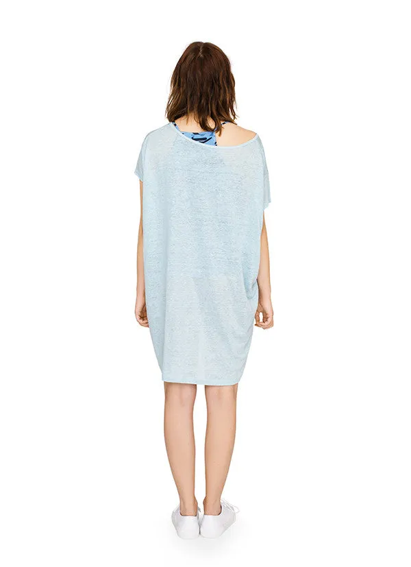 Linen lightweight tunic dress in pale blue