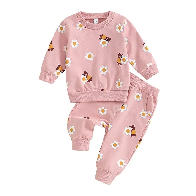 Long Sleeve Floral Bears Baby Set