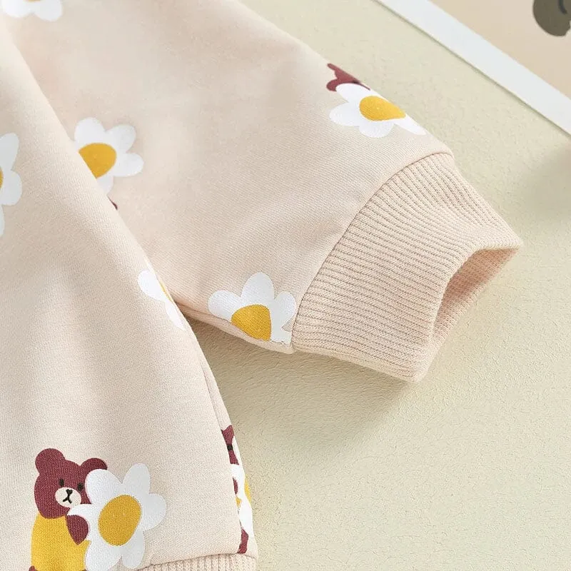 Long Sleeve Floral Bears Baby Set