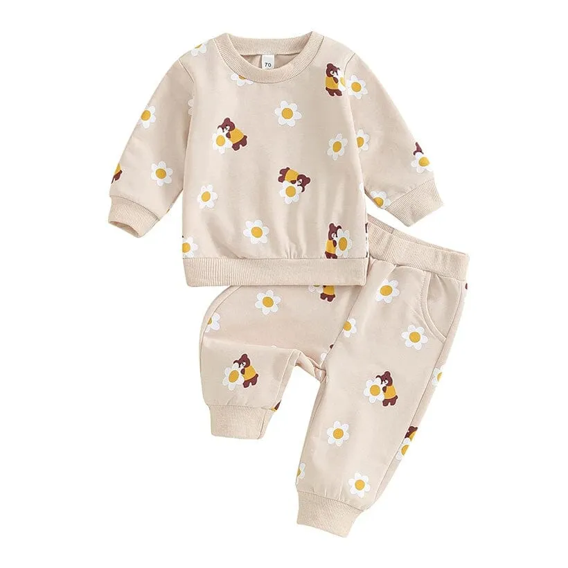 Long Sleeve Floral Bears Baby Set