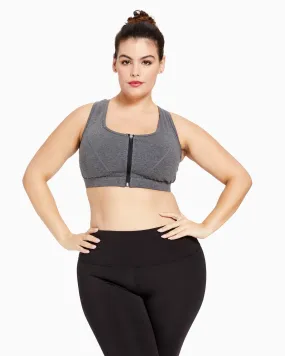 Marne Performance Zip Sports Bra | Charcoal Grey