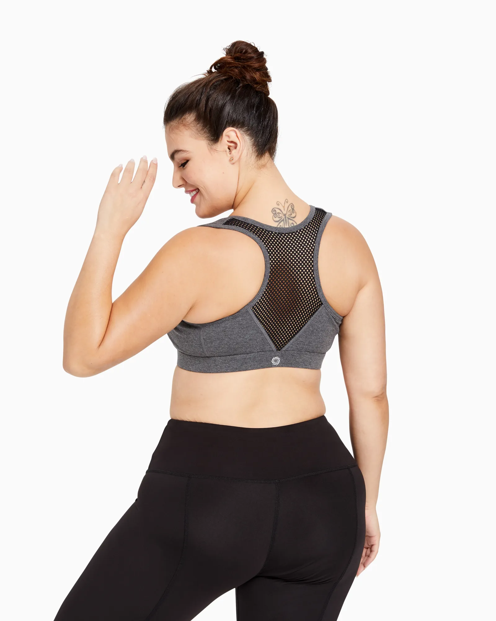 Marne Performance Zip Sports Bra | Charcoal Grey