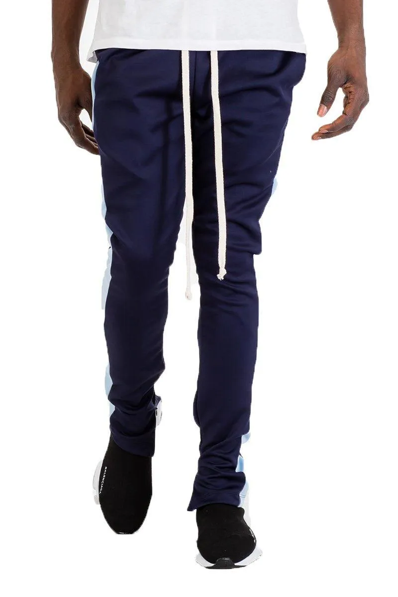 Mens Blue Two-Tone Slim Fit Track Pants