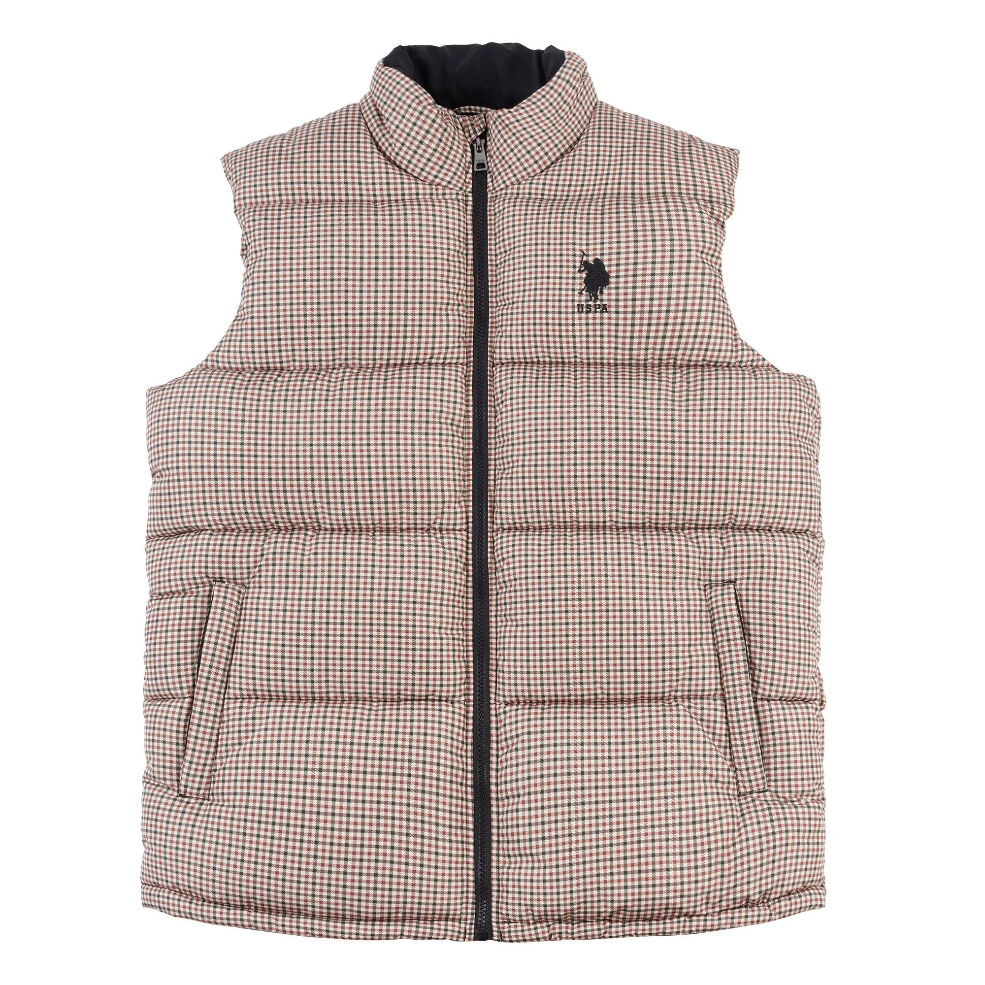 Mens Check Gilet in Black