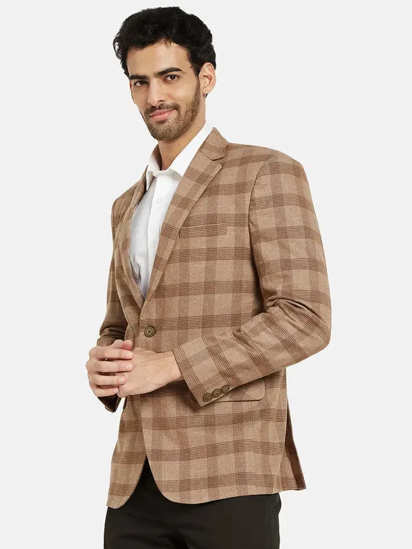 Mettle Men Checked Single Breasted Coat