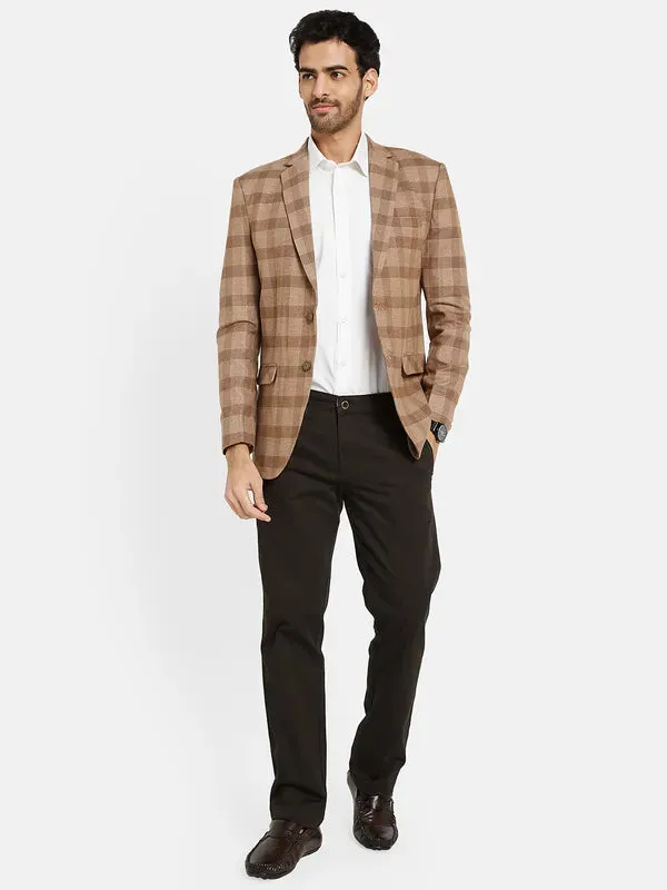 Mettle Men Checked Single Breasted Coat