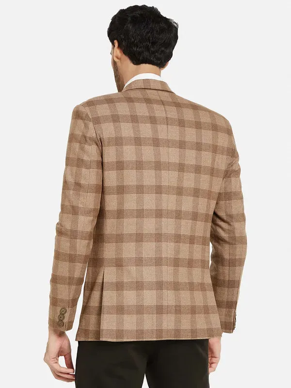 Mettle Men Checked Single Breasted Coat