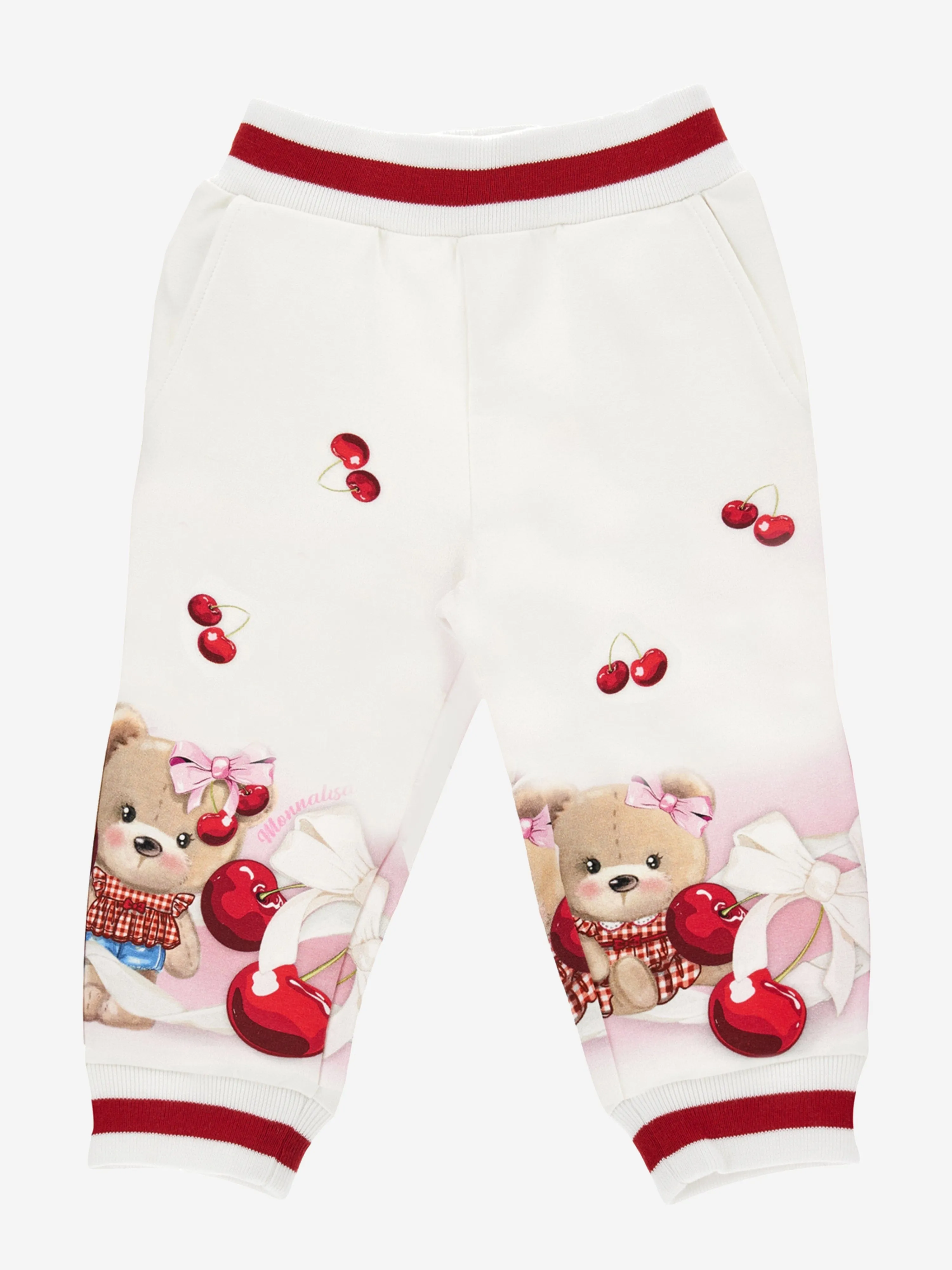 Monnalisa Baby Girls Teddy Bear Joggers in White