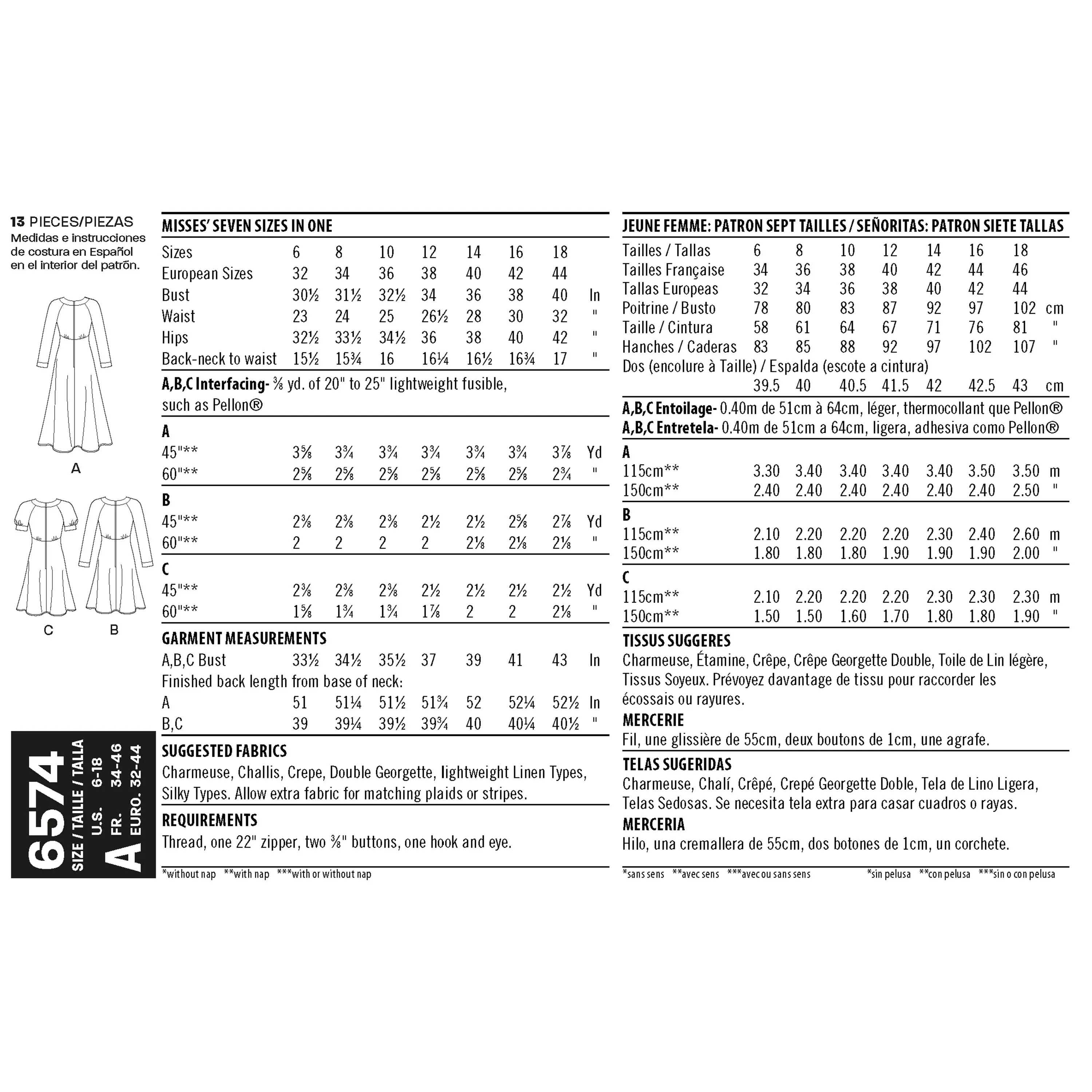 Newlook Pattern 6574 Misses' Dresses