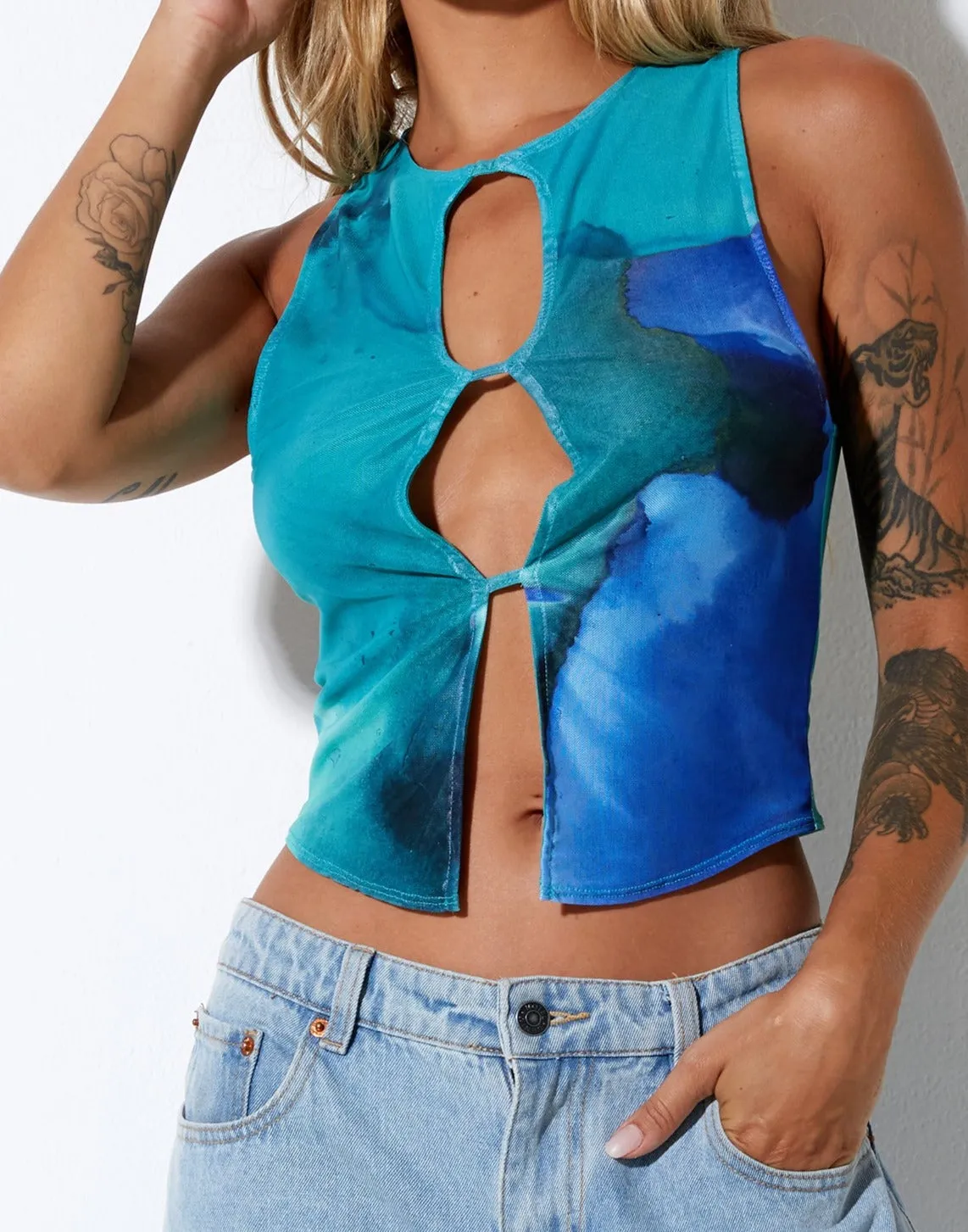 Nolan Crop Top in Fluid Watercolour Wash