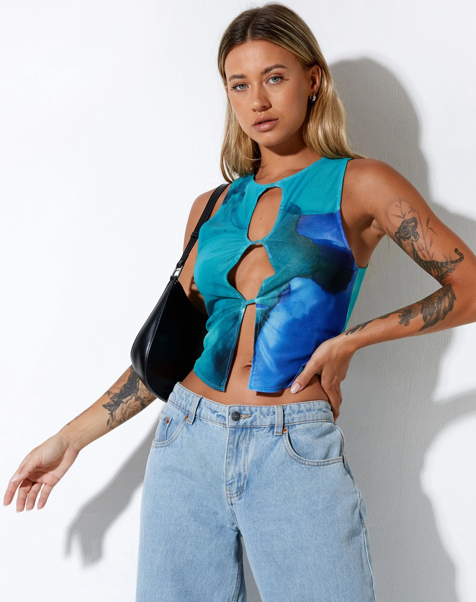 Nolan Crop Top in Fluid Watercolour Wash