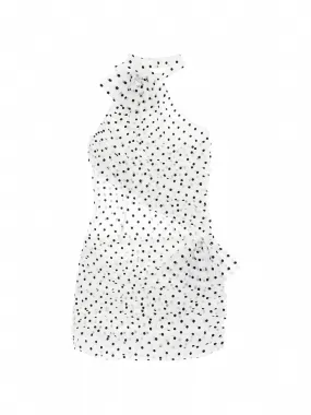 One-Shoulder Polka Dot Silk Dress