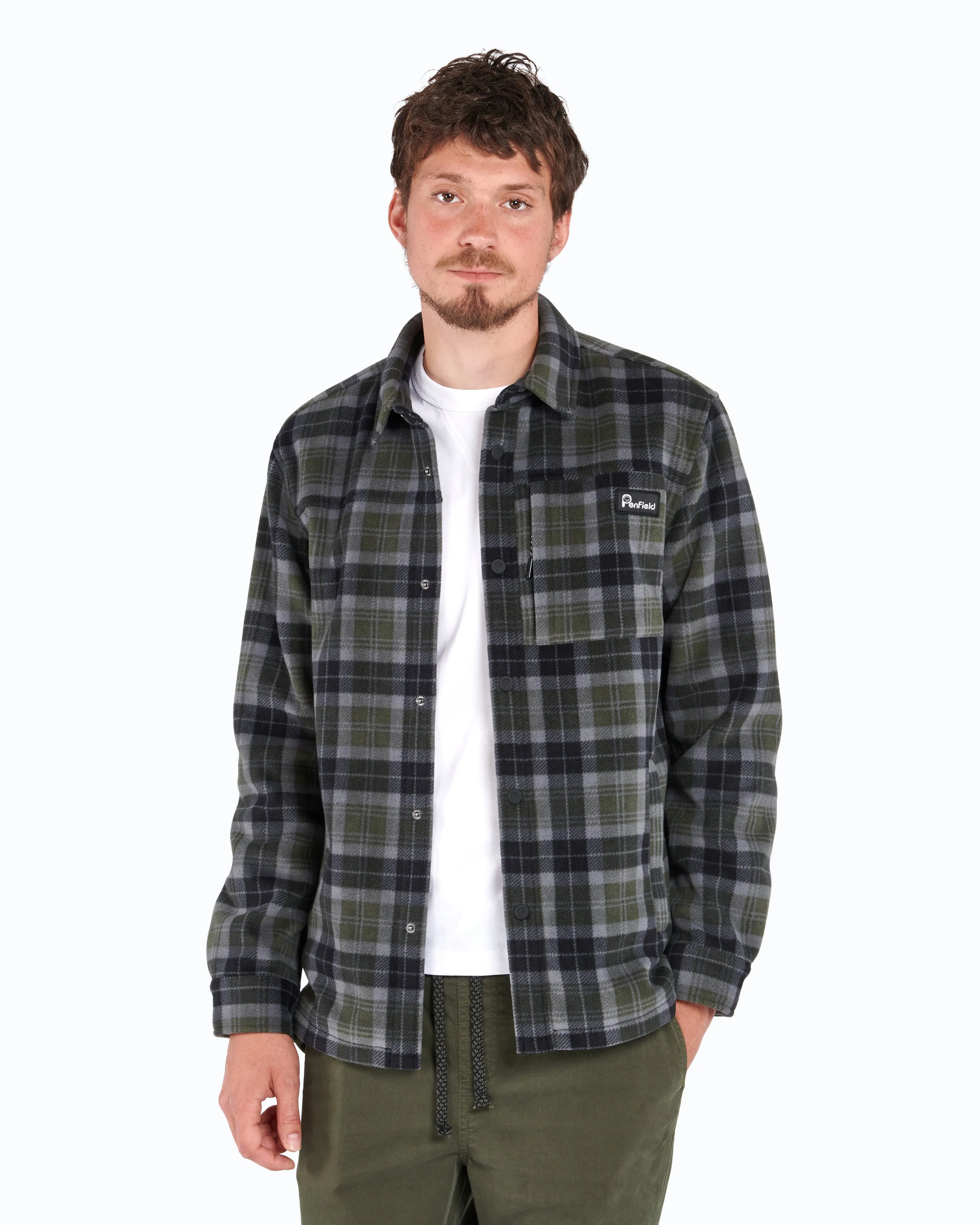 Penfield Checked Polar Fleece Jacket - Forest Night