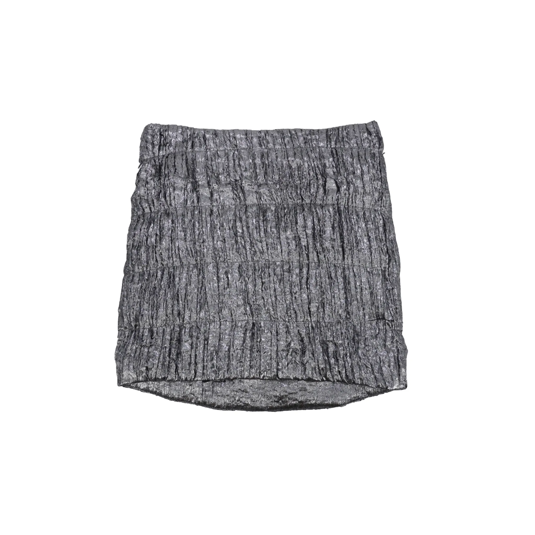 Pleated Quilted Skirt in Silver