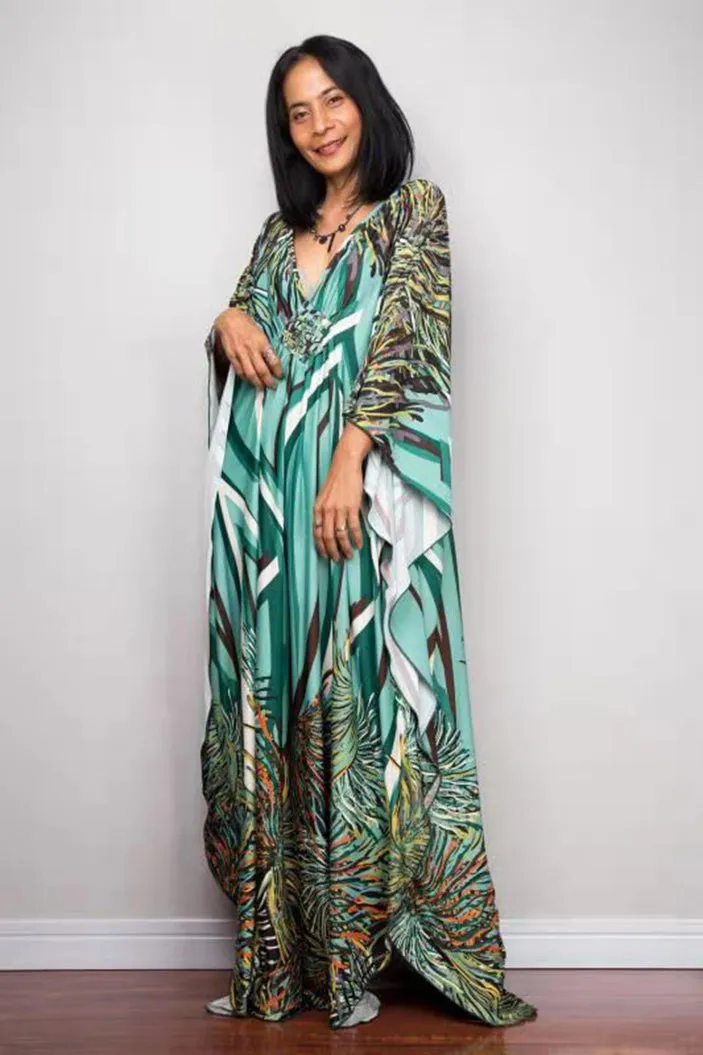 Plus Size Batwing Sleeve Beach Kaftan Swimsuit Cover Ups