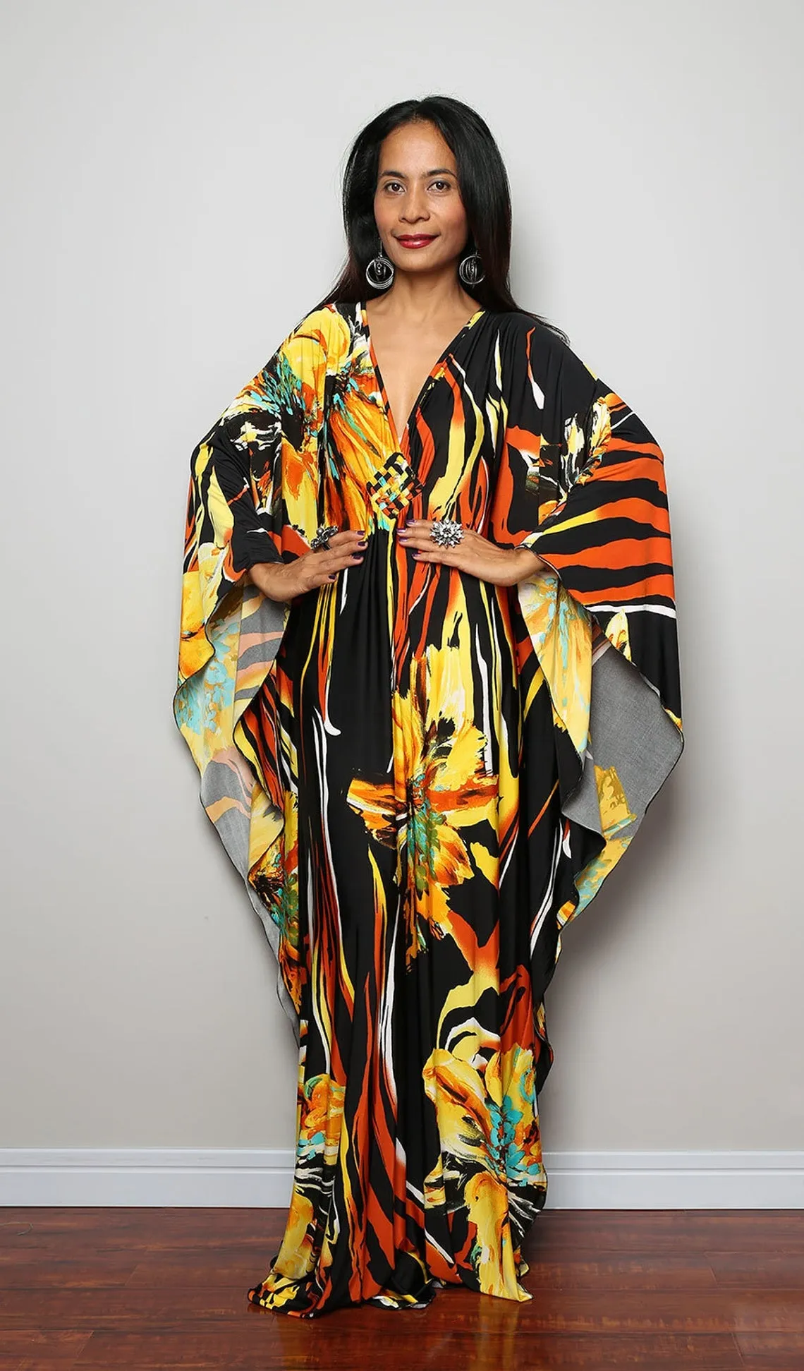 Plus Size Batwing Sleeve Beach Kaftan Swimsuit Cover Ups