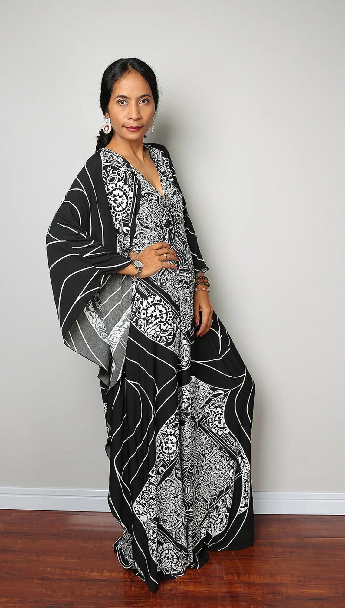 Plus Size Batwing Sleeve Beach Kaftan Swimsuit Cover Ups