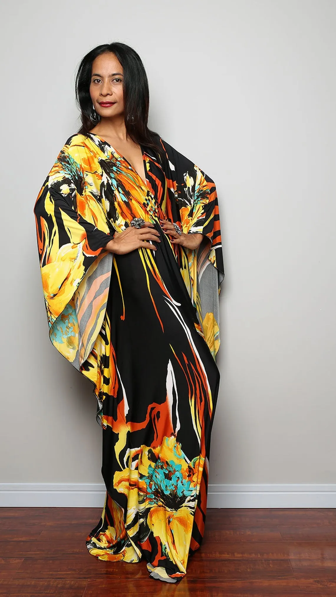 Plus Size Batwing Sleeve Beach Kaftan Swimsuit Cover Ups