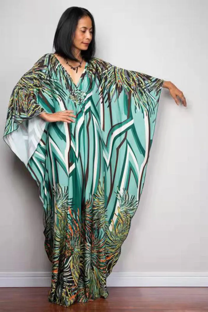 Plus Size Batwing Sleeve Beach Kaftan Swimsuit Cover Ups