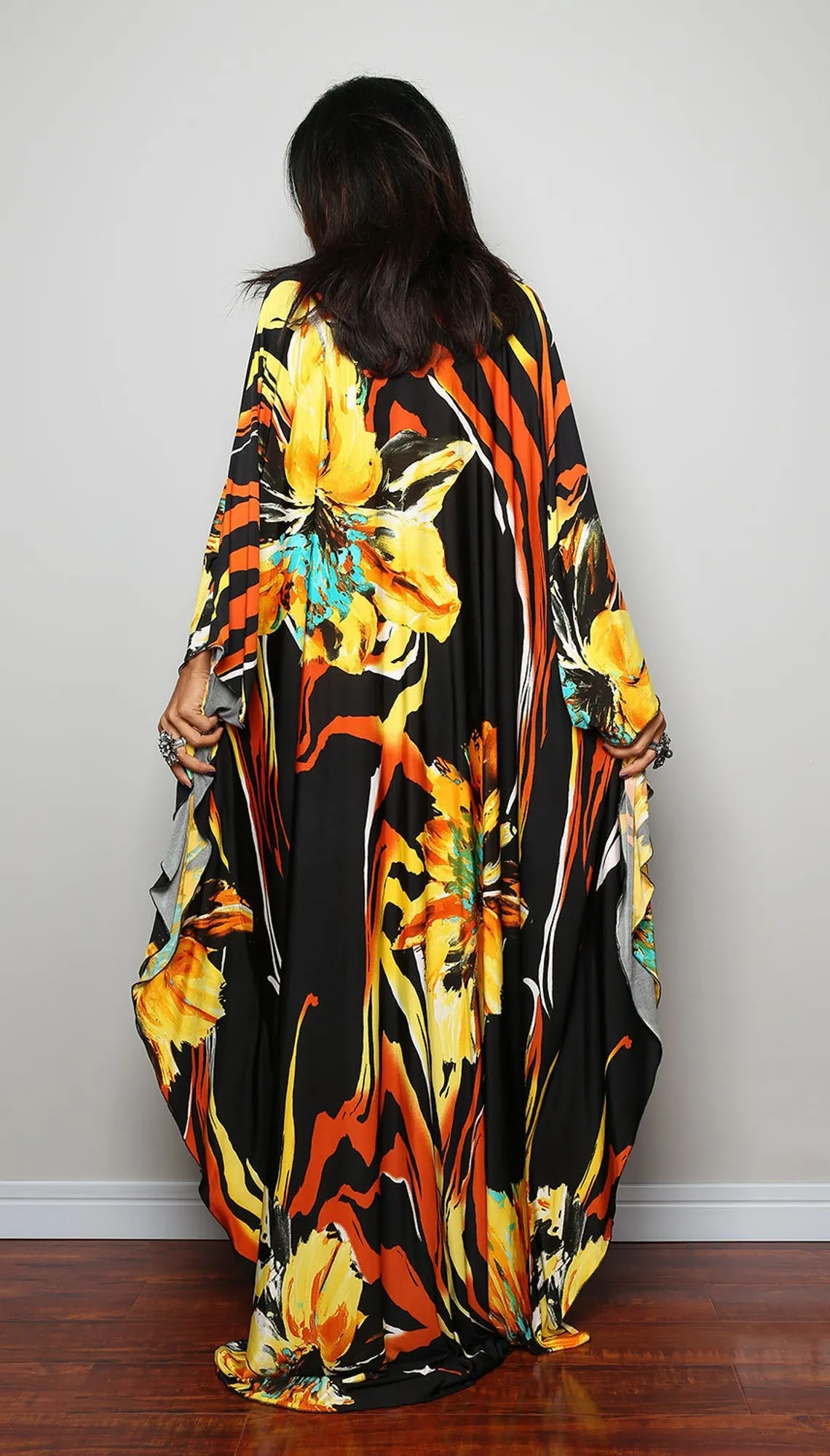 Plus Size Batwing Sleeve Beach Kaftan Swimsuit Cover Ups