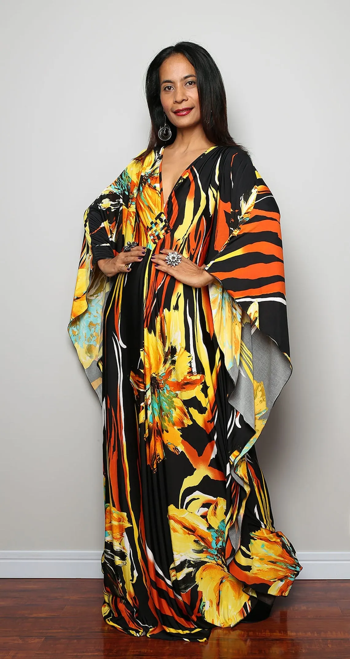 Plus Size Batwing Sleeve Beach Kaftan Swimsuit Cover Ups