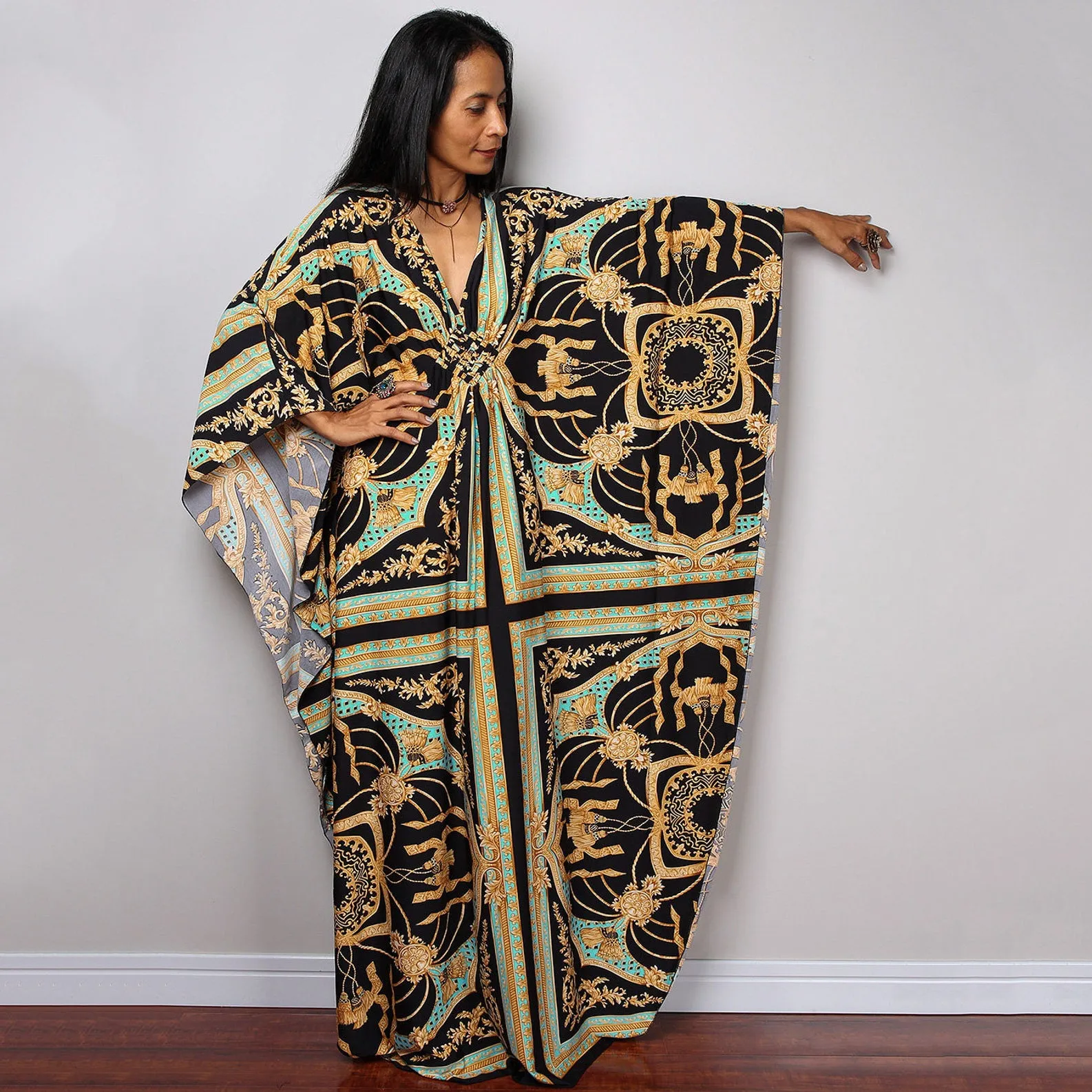 Plus Size Batwing Sleeve Beach Kaftan Swimsuit Cover Ups