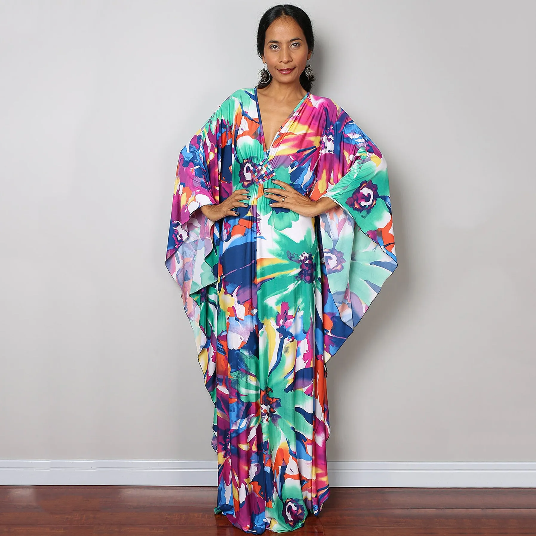 Plus Size Batwing Sleeve Beach Kaftan Swimsuit Cover Ups