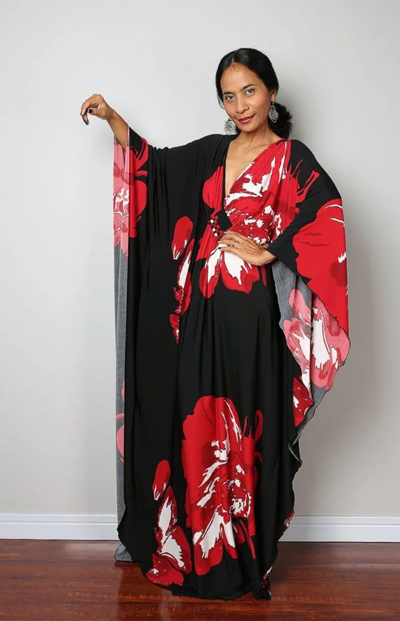 Plus Size Batwing Sleeve Beach Kaftan Swimsuit Cover Ups