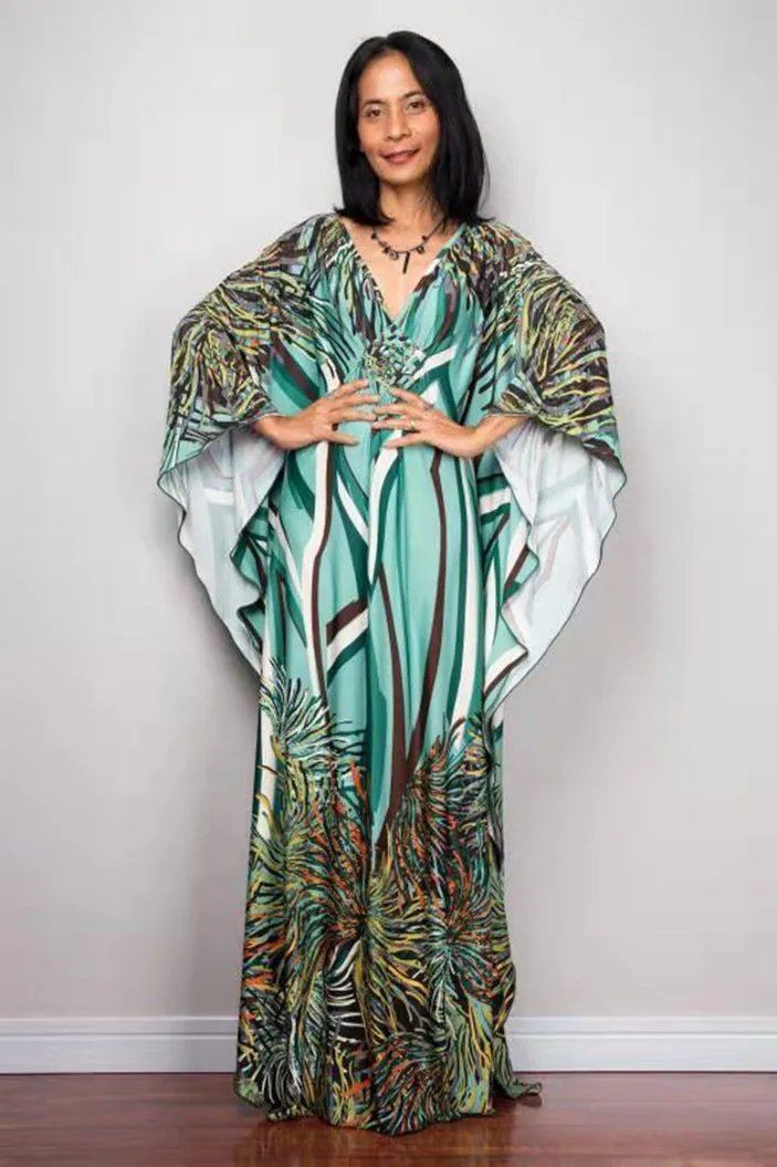 Plus Size Batwing Sleeve Beach Kaftan Swimsuit Cover Ups