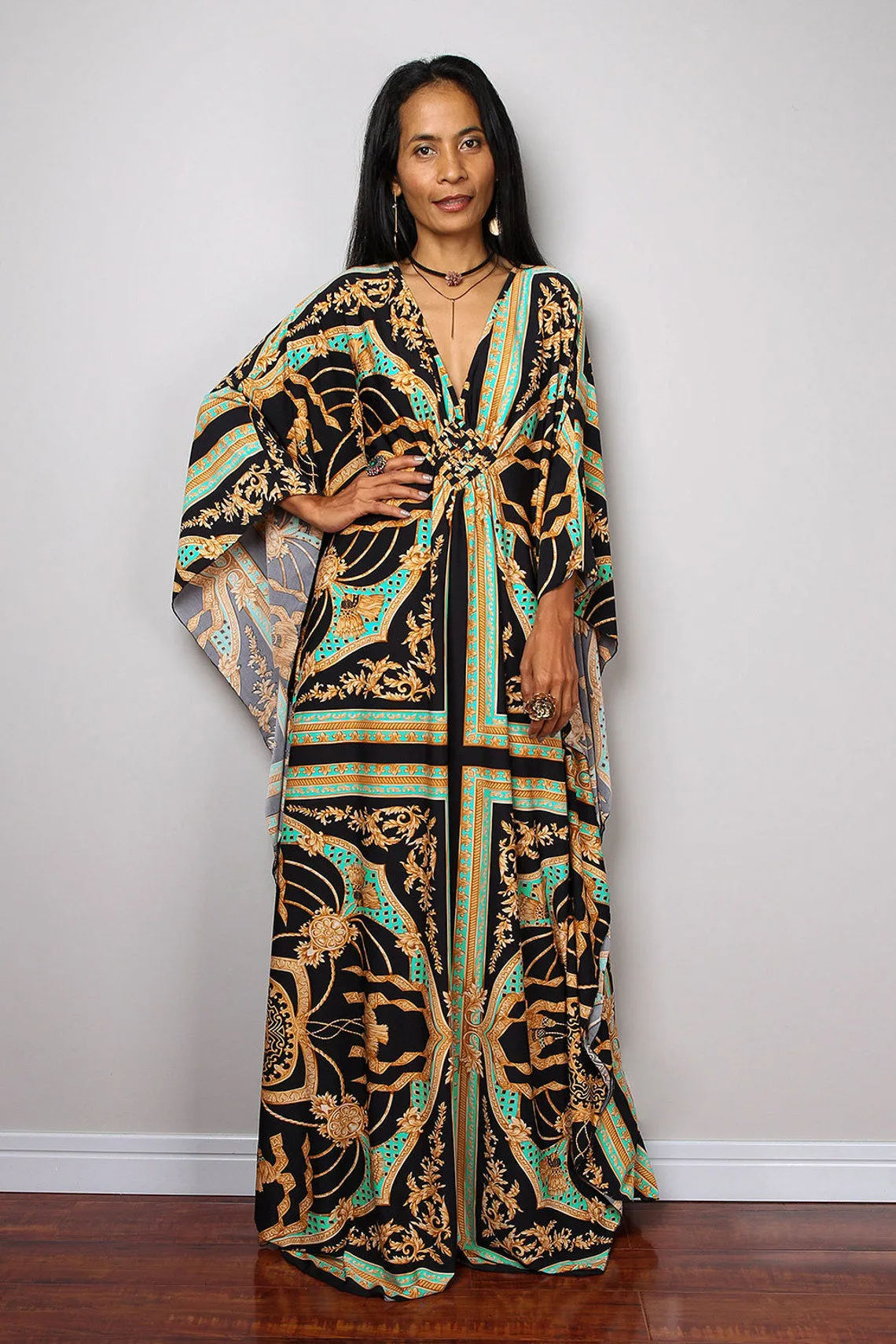 Plus Size Batwing Sleeve Beach Kaftan Swimsuit Cover Ups