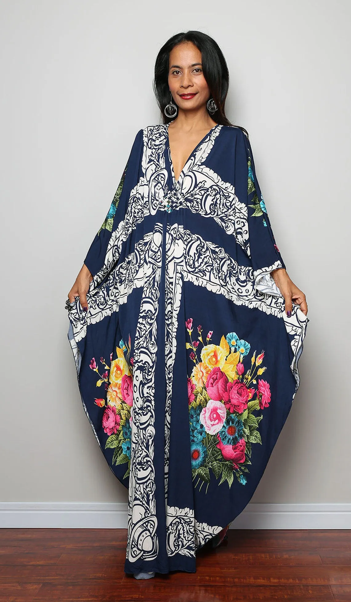 Plus Size Batwing Sleeve Beach Kaftan Swimsuit Cover Ups