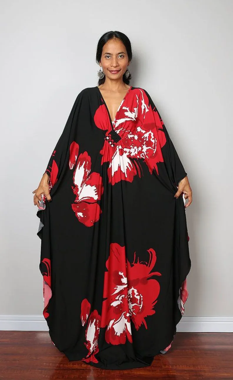 Plus Size Batwing Sleeve Beach Kaftan Swimsuit Cover Ups