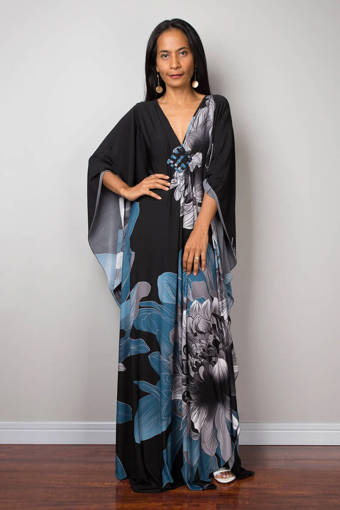 Plus Size Batwing Sleeve Beach Kaftan Swimsuit Cover Ups